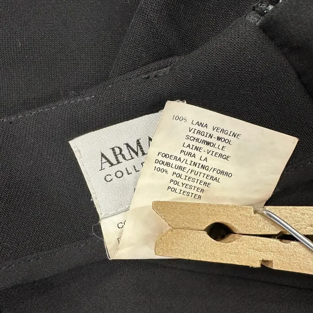 Vintage 90s Armani Collezioni Black Wool Pencil Skirt Embroidered lace Size 8‎